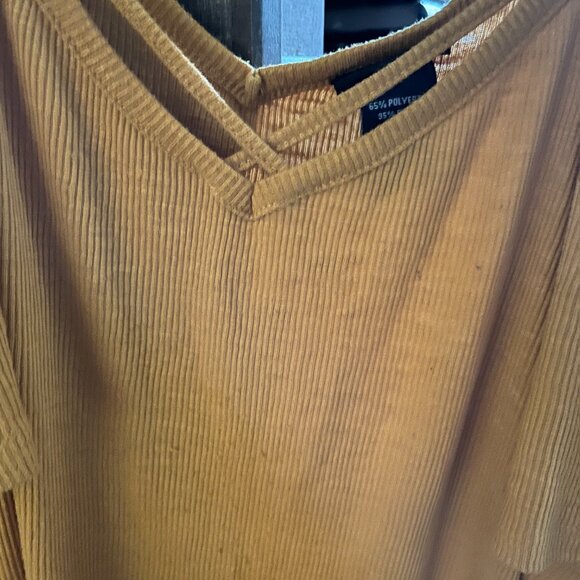 Torrid Plus 2 Mustard Ribbed Cold Shoulder Cami Tunic Boho Chic Summer Fall - Picture 5 of 6